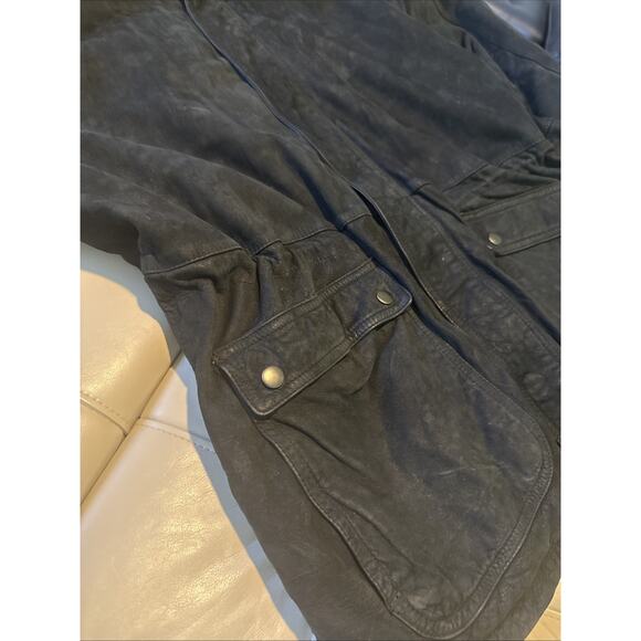 Villa Classico Vintage Heavy Black Suede Coat W/hood. Men’s. L - Picture 7 of 11